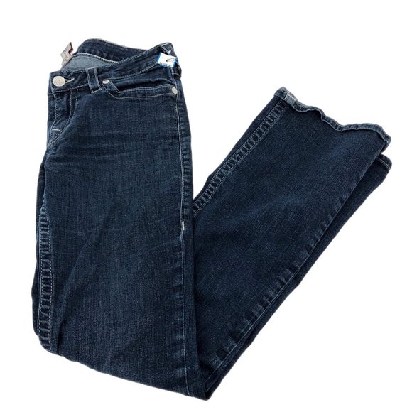 True Religion Blue Bedazzled Back Pockets Boot cut Jeans | Size 31 - Picture 1 of 6